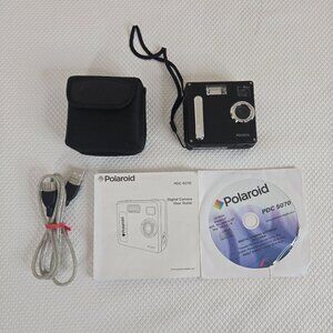 Polaroid PDC 5070 Digital Camera Case USB Cable User Guide CD 5.0 MP Black